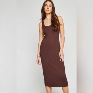 Free People Beach Blaine ribbed Brown Sleeveless bodycon maxi Dress XS